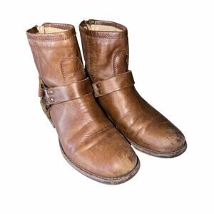 Frye Phillip harness leather brown boots short shaft women’s size 6 boho western